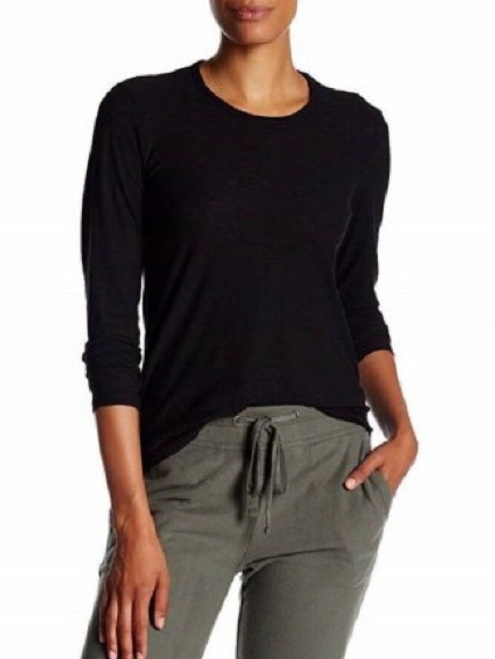 Standard James Perse Long Sleeve Crewneck Slub Tee | Black | 2 (US Medium)